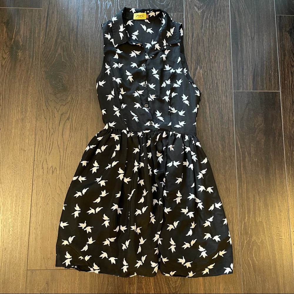 Max C London Bird (Dove) Pattern Dress
